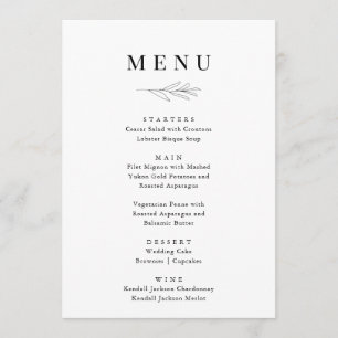 Menus minimalistes Mariages par PAPER & LACE