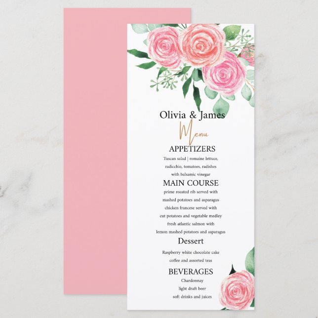 Menus roses et Mariages d'eucalyptus (Devant / Derrière)