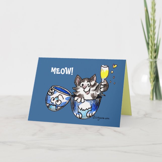 Meow ! Carte mignonne de chat (Devant)