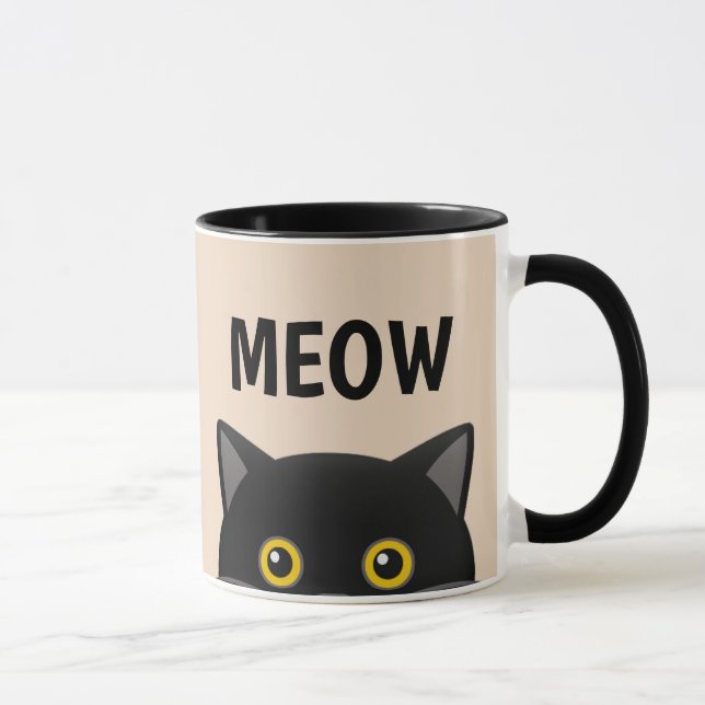 MEOW CAT PEEKING CAFÉ MUGS (Droite)