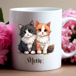 "Meow" Cute Chat Duo Mug