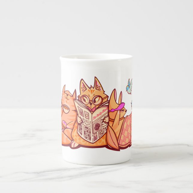 Meow du matin - Mug de chat mignonne (Devant)