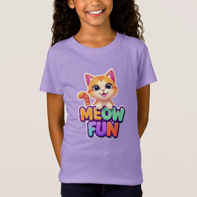 Meow Fun - Cute Smiling Cat T-Shirt (Devant)