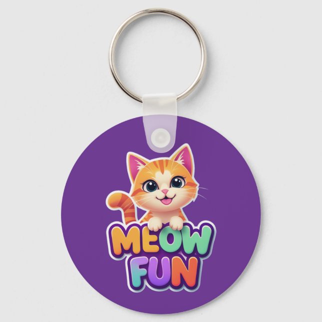 Meow Fun - Porte-clés Chat Sourire Mignon (Recto)