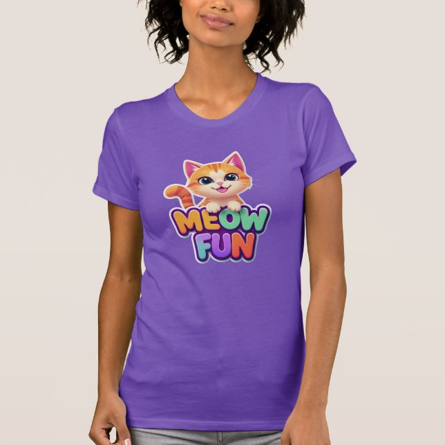 Meow Fun - T-shirt chat souriant mignon (Devant)