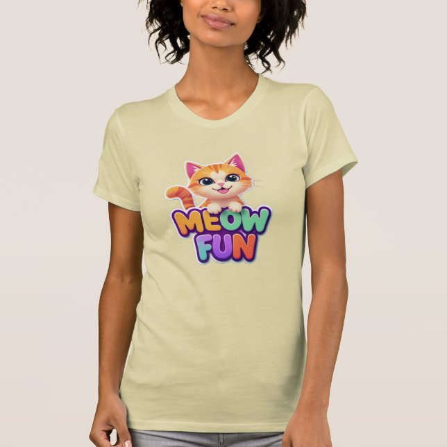 Meow Fun - T-shirt chat souriant mignon (Devant)