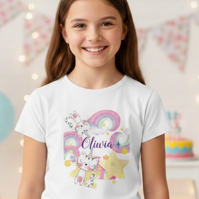 Meow-gical caticorn t-shirt fille personnalisée (Créateur téléchargé)