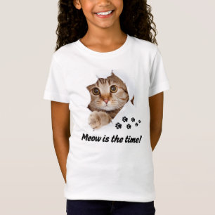 Meow Is the Time - Jolie T-Shirt de chat pour enfa