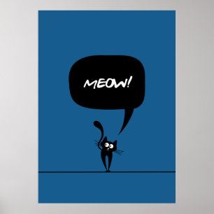 meow kitty blue 1 Poster