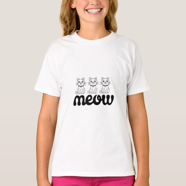 Meow T-Shirt - Cute Cat Design (Devant)