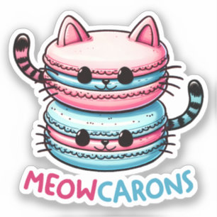 Meowcarons Macaron Pun Funny Kawaii Chat Sticker