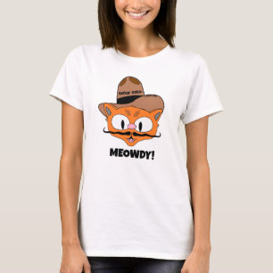 MEOWDY! T-Shirt Chat Cowboy Moustache de Dessin An