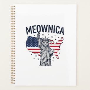 Meownica Chat Patriotique Design Vectoriel Vintage