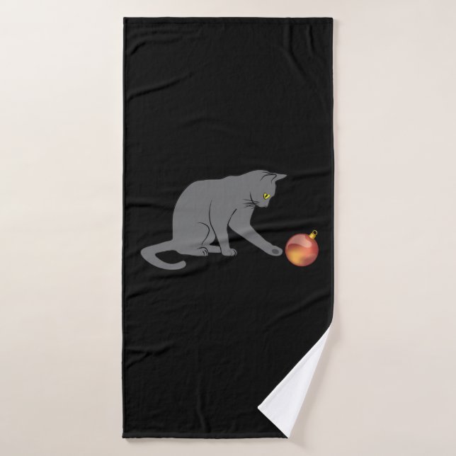 Meowny Christmas Funny Grey Chat (Serviette de bain)
