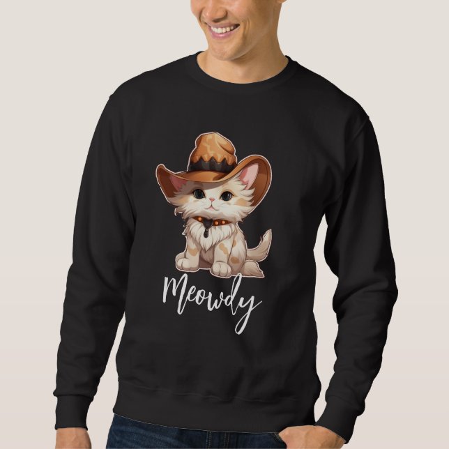 Meowny Funny Western Cowboy Sweatshirt de chat (Devant)