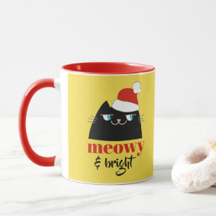 Meowy & Bright Mug de Noël Personnalisé Chat Noir