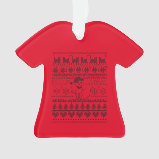 Meowy Catmas Chat Doux Laide T-Shirt Ornement (devant)
