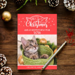 Meowy Christmas and a purrfect new year photo card<br><div class="desc">Ajoutez une touche amusante à vos salutations de vacances avec cette carte de voeux adorable et personnalisable. La légende dit "Noël de la bière et une nouvelle année parfaite" en lettres blanches modernes décorées avec de belles oreilles de chats et des flocons de neige. Ajoutez facilement votre photo préférée de...</div>