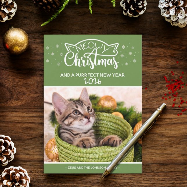 Meowy Christmas and a purrfect new year photo card (Créateur téléchargé)