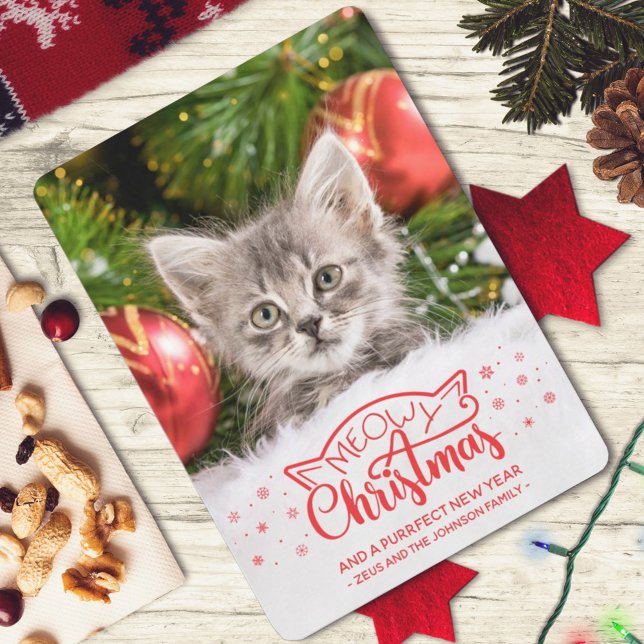 Meowy Christmas and a purrfect new year photo card (Créateur téléchargé)