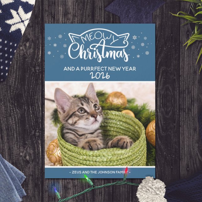 Meowy Christmas and a purrfect new year photo card (Créateur téléchargé)