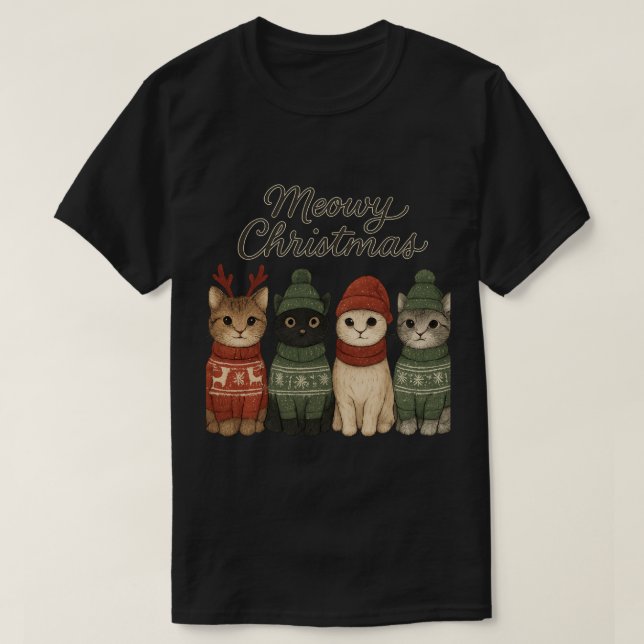 Meowy Christmas Cute Cats T-Shirt | Cozy Holiday (Design devant)