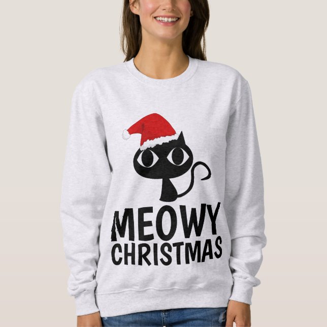 Meowy Christmas Funny Chat T-shirts (Devant)