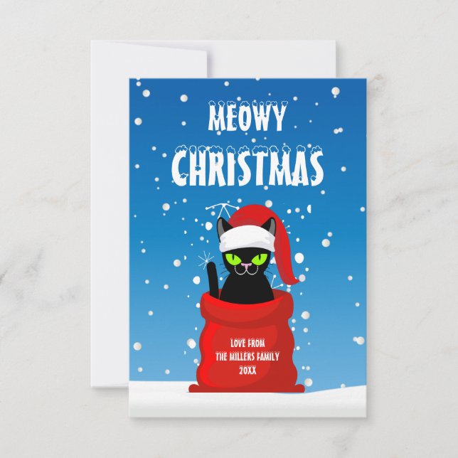 Meowy Christmas, Funny Christmas Card (Devant)