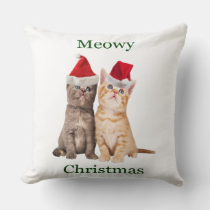 Meowy Christmas Kitten Carré Coussin