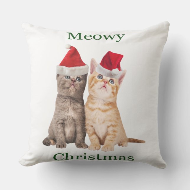 Meowy Christmas Kitten Carré extérieur Coussin (Recto)
