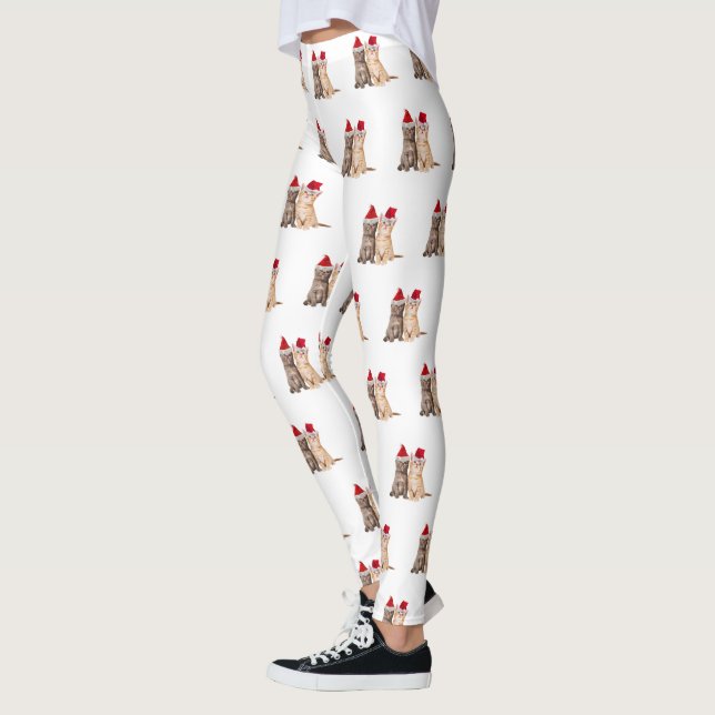 Meowy Christmas Kittens Leggings (Gauche)