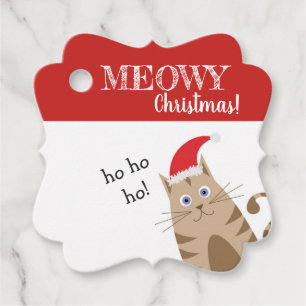 Meowy Christmas père Noël chat drôle étiquette cad