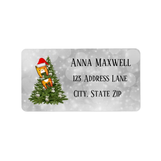 Meowy Étiquettes de adresse de Noël (Devant)