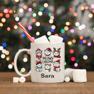 Meowy Noël Amoureux des chats personnalisé Mug