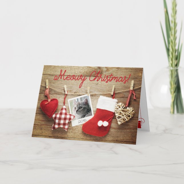 Meowy Noël ! Carte | Cute Kitten en photo (Devant)