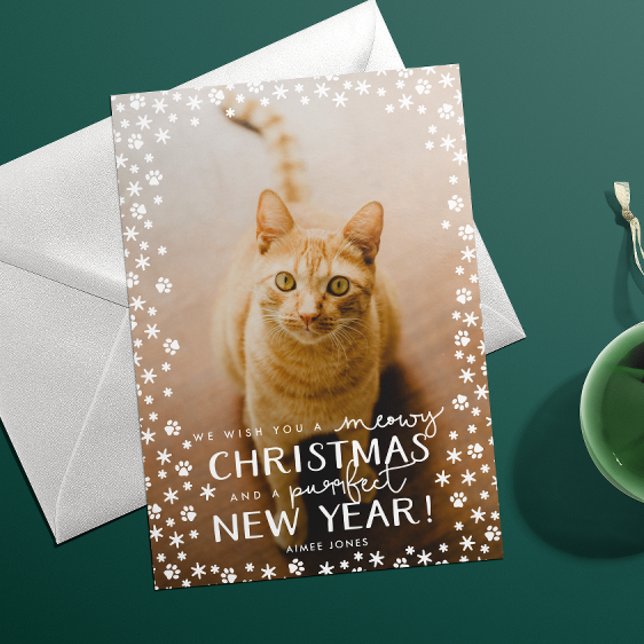Meowy Noël Purrfect Carte de vacances de Nouvel An (Créateur téléchargé)