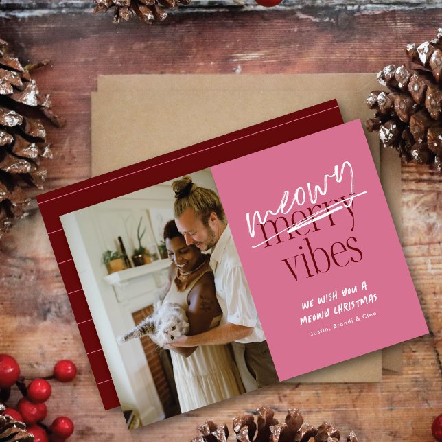 Meowy Vibes Joyeux Carte photo plat de Noël (Créateur téléchargé)