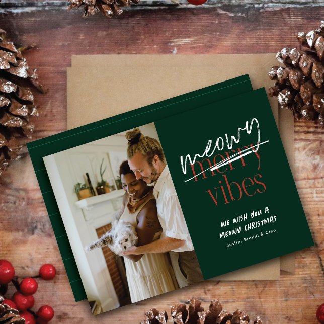 Meowy Vibes Joyeux Carte photo plat de Noël (Créateur téléchargé)