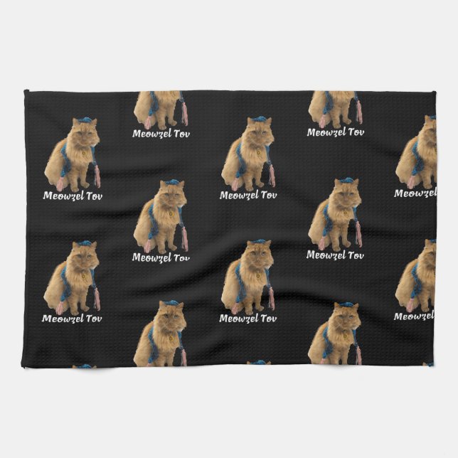 Meowzel Tov Mazel Tov Jewish Chat serviette de cui (Horizontal)