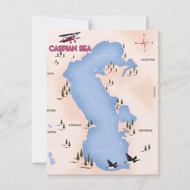 Mer Caspienne Style Vintage Carte poster voyage (Devant)