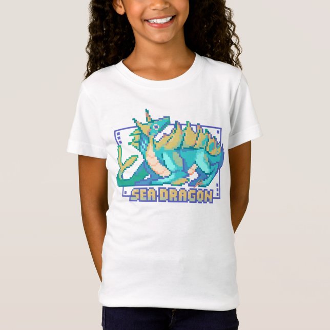 Mer Dragon, sea draon, Pixel Art Design Tshirt (Devant)