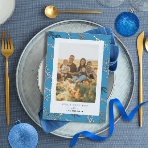Mer et salutations Coral Blue Holiday Carte photo