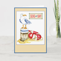 Mer Le Jour Nautique 5x7 Carte avec Verse