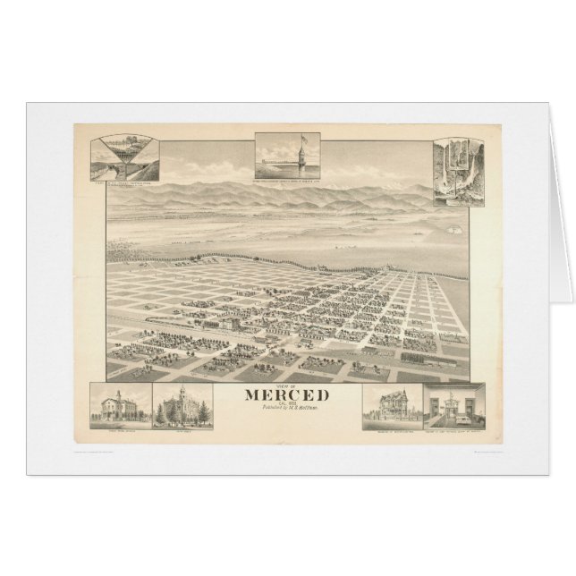 Merced, carte panoramique 1888 (1062A) de CA (Devant horizontal)