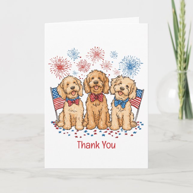 Merci 4 juillet Goldendoodle Chiens Feux d'artific (Devant)