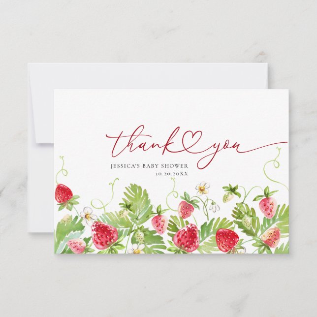 Merci à Baby shower de fraise à l'aquarelle tendan (Devant)