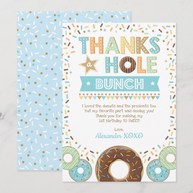 Merci à Hole Bunch Donut Carte de remerciements d' (Devant / Derrière)