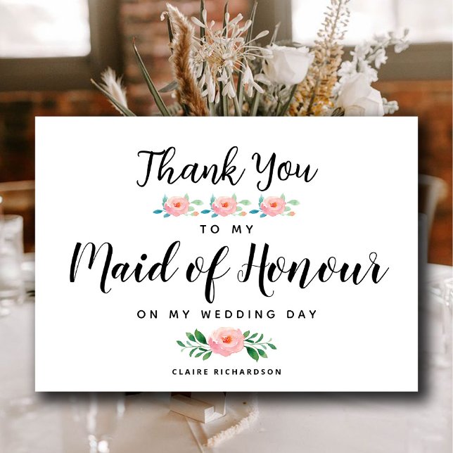Merci À Ma Fille D'Honneur | Maid of Honor (Thanks To My Maid Of Honor | Maid of Honor Thank You Card)