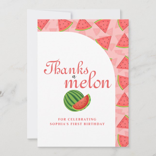 Merci à Melon Watermelon Flat Carte de remerciemen (Devant)