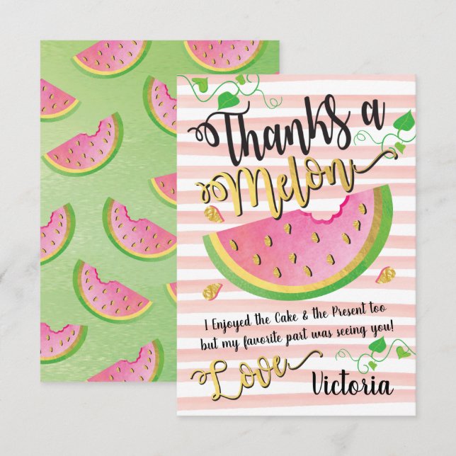 Merci à Melon Watermelon Merci carte de note (Devant / Derrière)